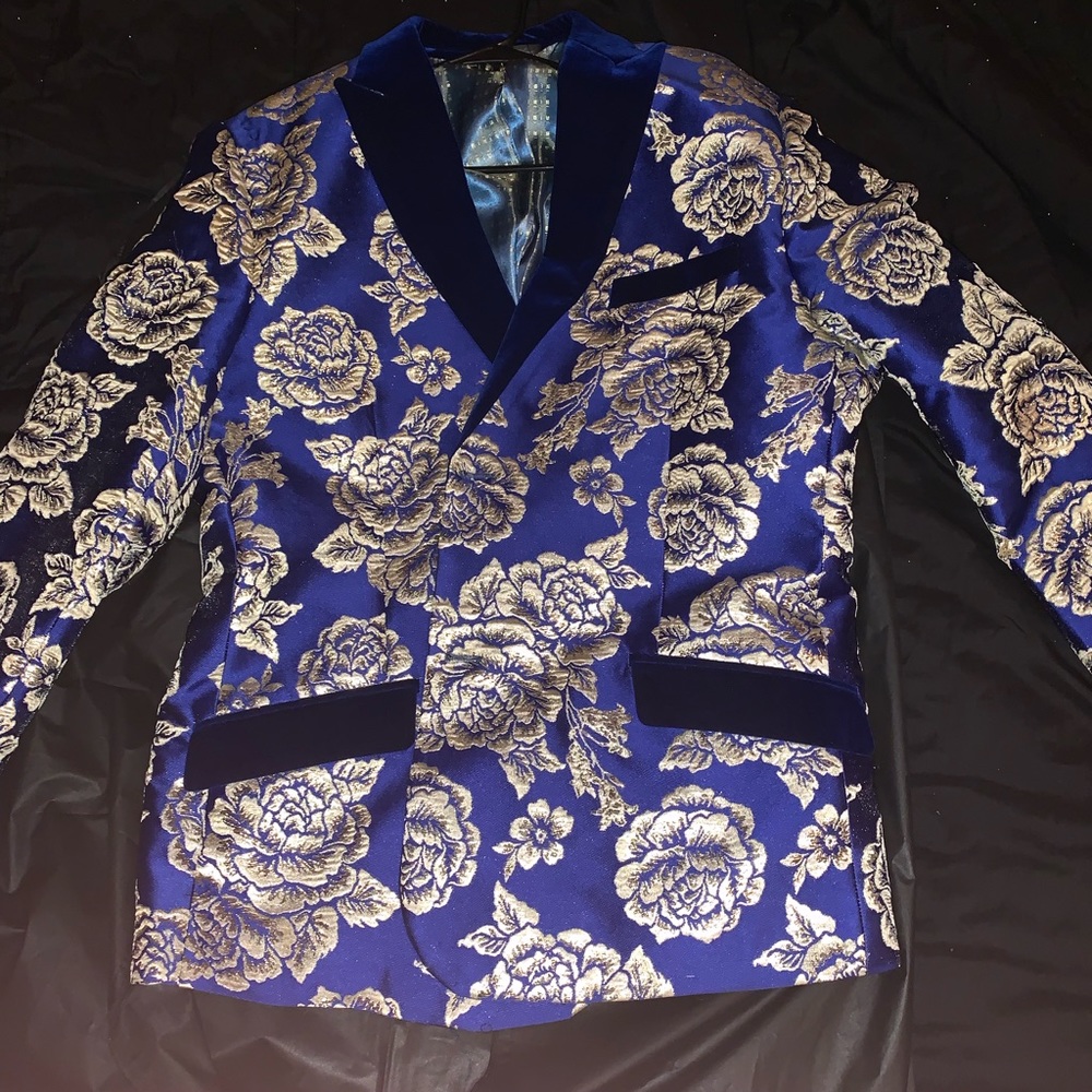 Royal blue and gold suit jacket
